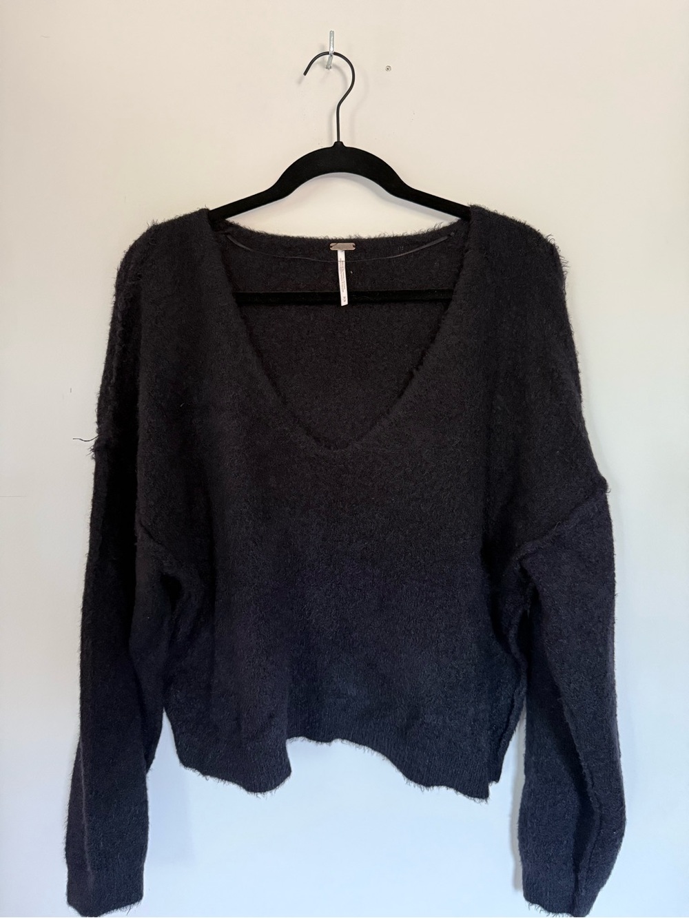 Free People Black Off-the-Shoulder Fuzzy Sweater - Picture 2 of 2